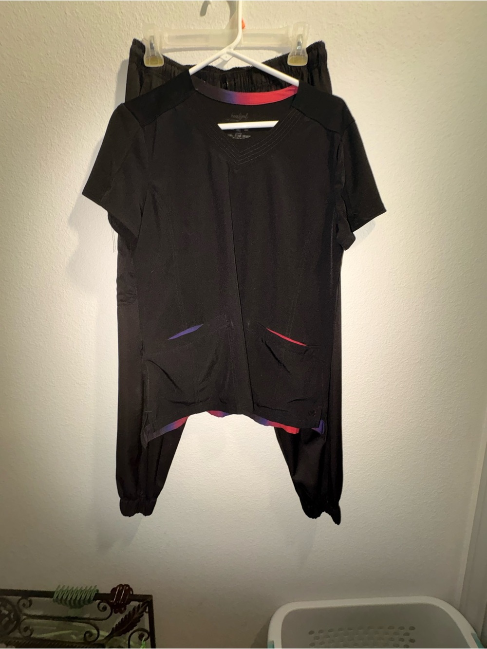 Black Medical Scrub Set with Subtle Color Accents